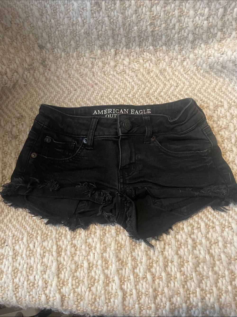 American Eagle Outfitters Black Distressed Denim Cutoff Shorts